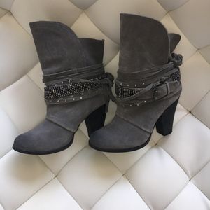 Gray Western style rhinestone boots